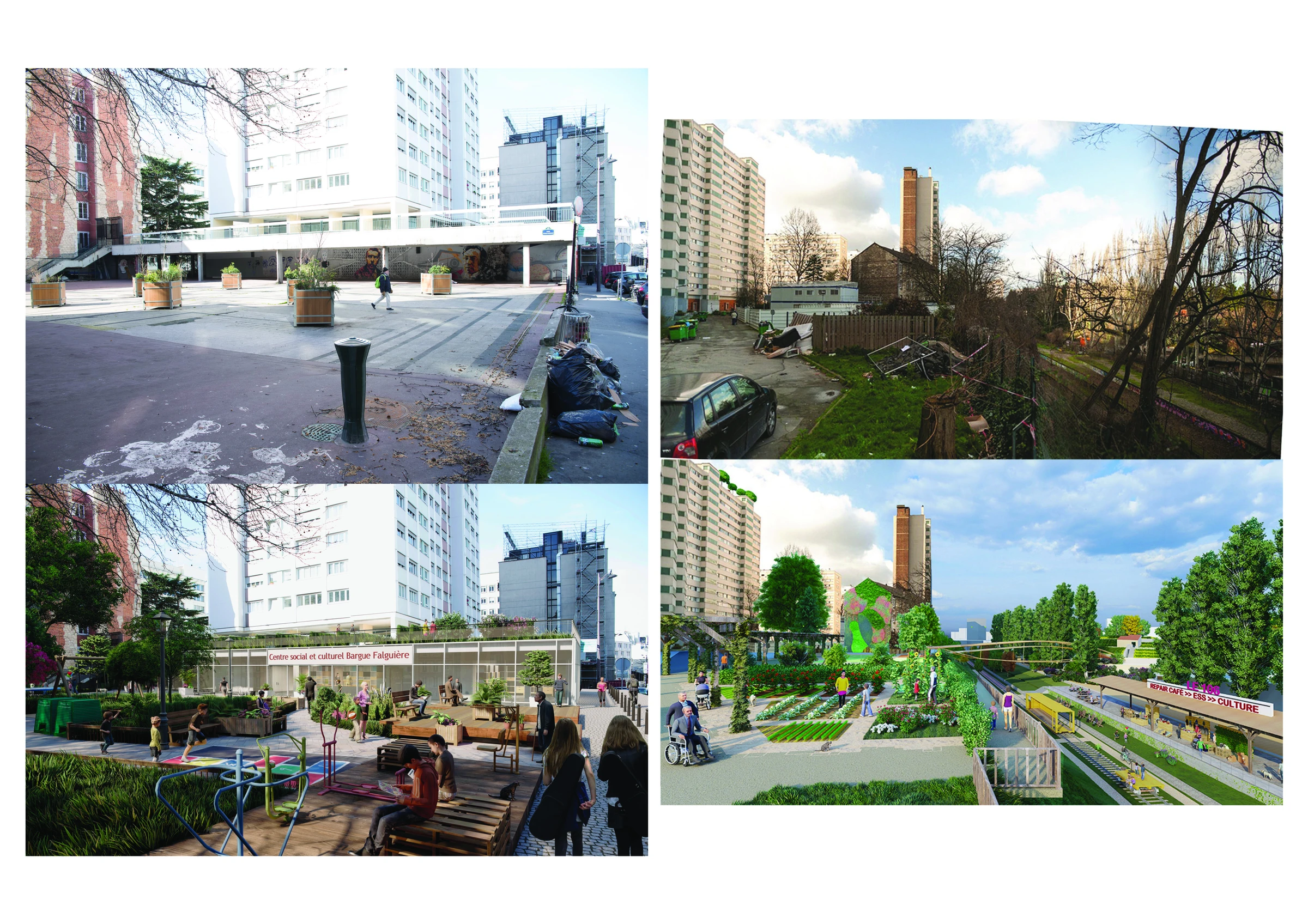 Portfolio presentation sheet — Bargue Falguière urban renders